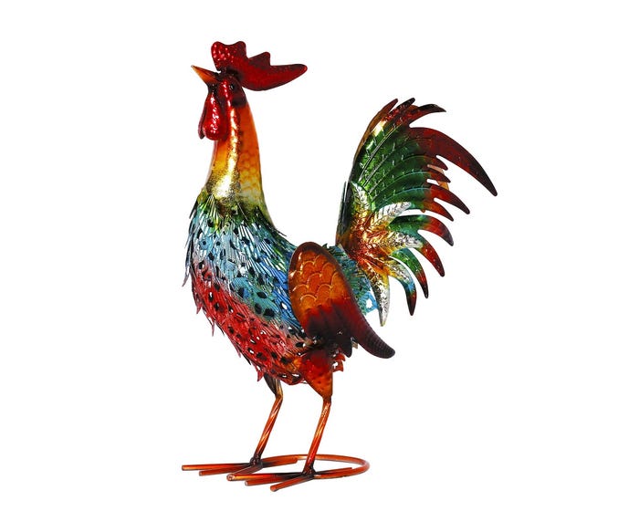 Alpine Multicolor Metal Rooster Décor 16