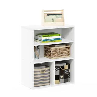 Furinno Pasir 28.15 in. White 3-Shelf Etagere Bookcase with Adjustable Shelves 20122WH