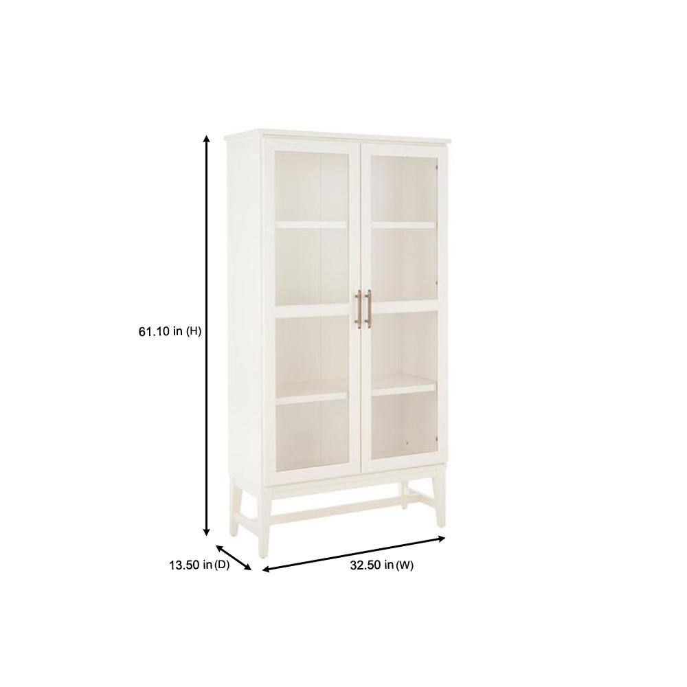 Home Decorators Collection 61 in. Ivory Wood Adjustable 4-Shelf Standard Bookcase with Glass Door SK19345Br2-V