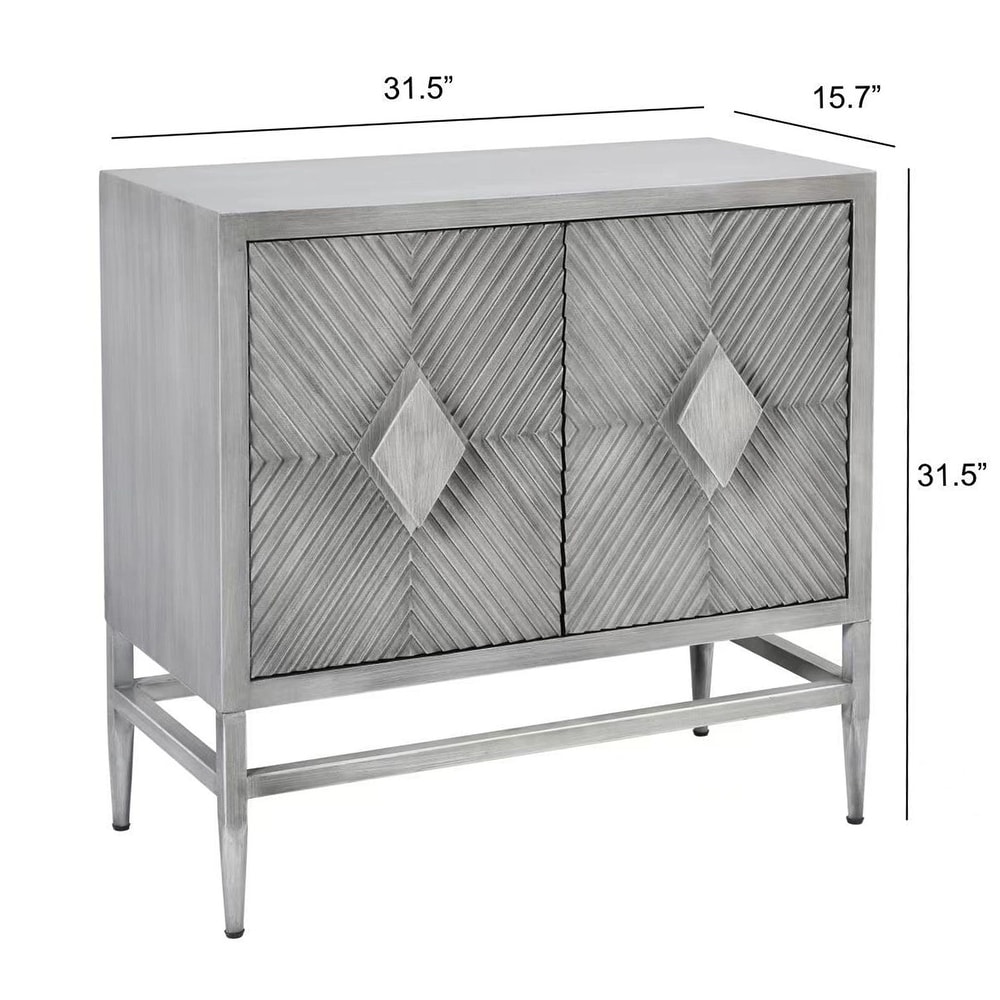 Deco   Two Diamond Scored Sideboard   Washed Grey Finish