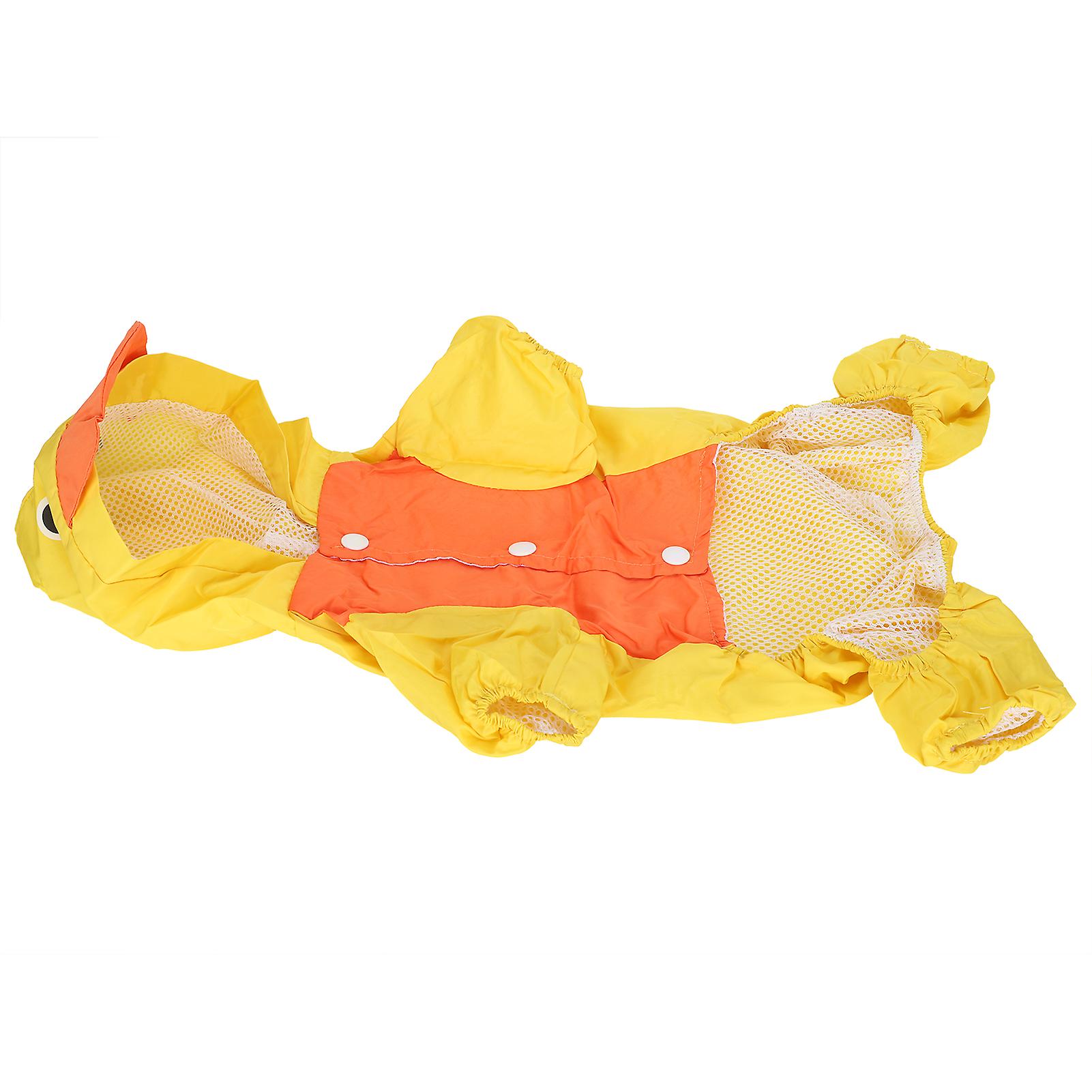 Dog Cute Raincoat Hooded Cloak Rain Jacket Cover Waterproof Polyester Pet Wearing Clothingyellow S