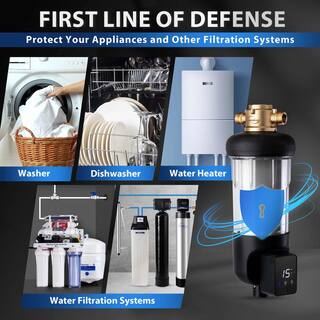 ISPRING WSP200ARJ Spin-Down Sediment Water Filter Jumbo Size Large Capacity Reusable with Touch-Screen Auto Flushing Module WSP200ARJ