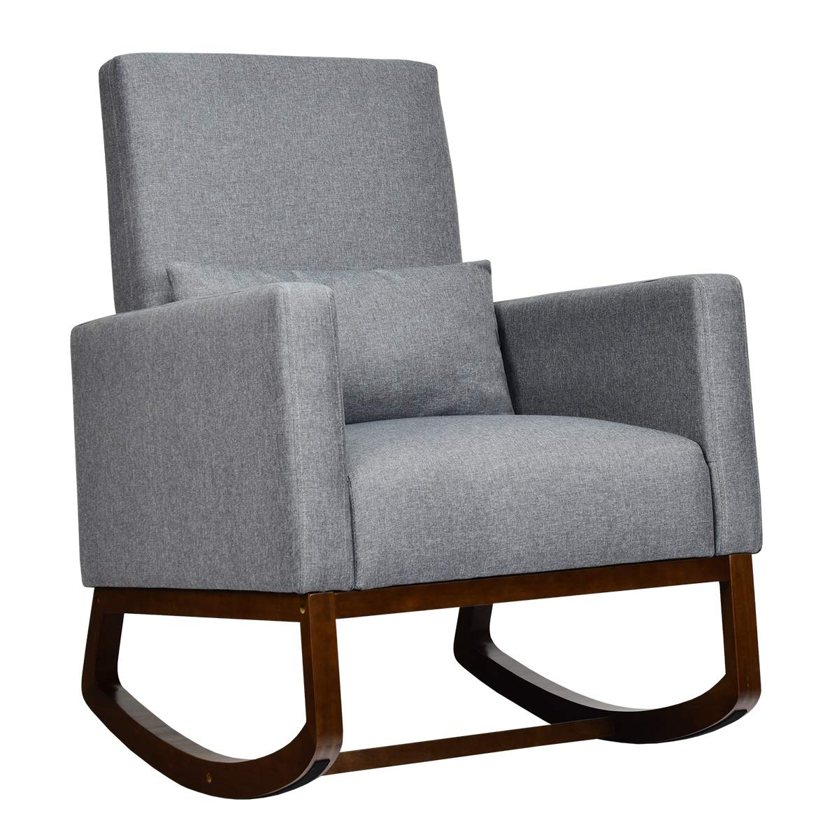 Giantex Upholstered Rocking Chair, Modern High Back Armchair