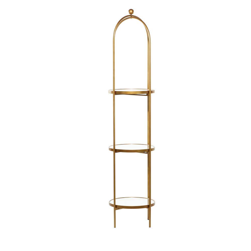 Litton Lane 73 in. x 18 in. Gold Metal Glam Wall Shelf 43307