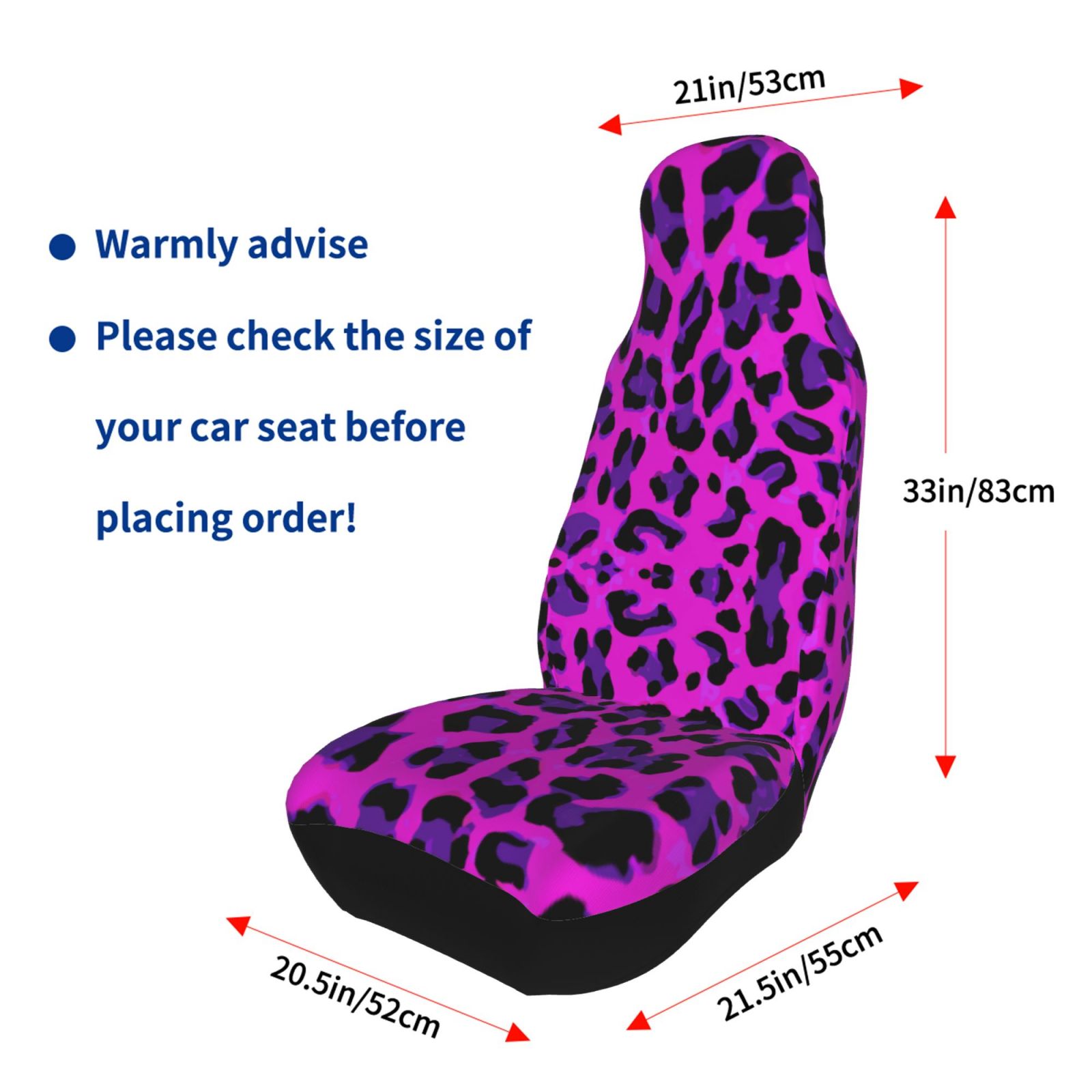 TEQUAN Front Seat Covers， Pink Leopard Design Pattern 2 Piece Car Seat Cover Fit Most Car SUV Truck Van