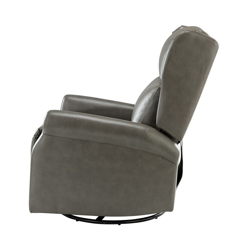 Leather Manual Swivel Recliner with Metal Base