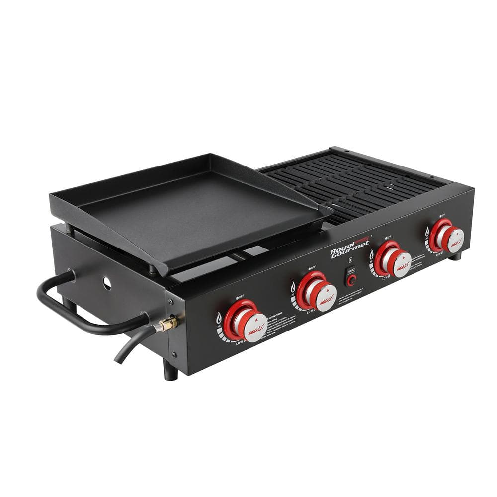 Royal Gourmet 4-Burner Portable Propane Tailgater Grill Griddle Combo in Black GD4002T