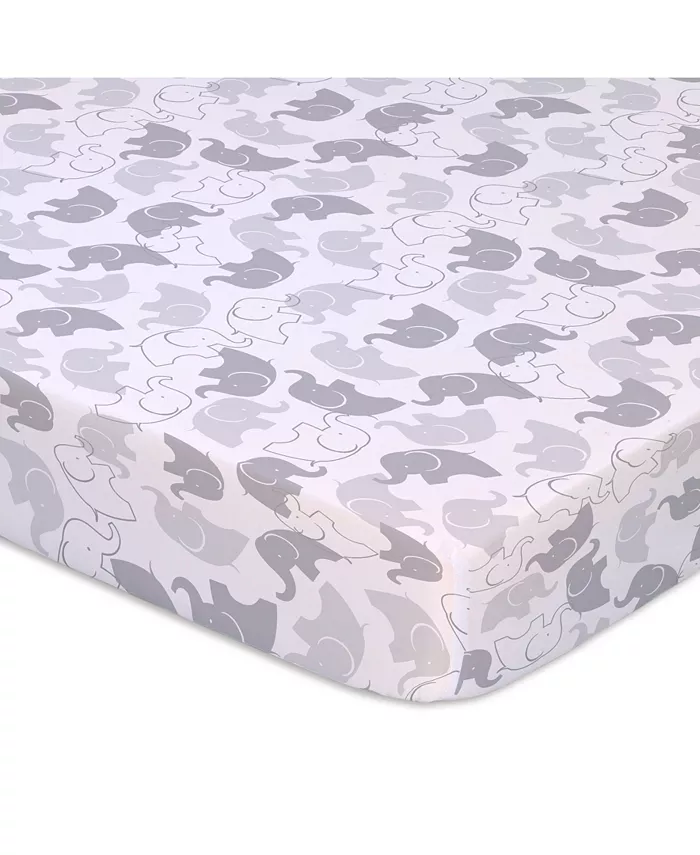 The Peanutshell Elephants and Stripe Playard Sheets， Pack of 2