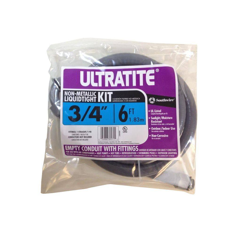 Southwire 34 in. x 6 ft. Ultratite Liquidtight Flexible Non-Metallic PVC Conduit Whip 58004607