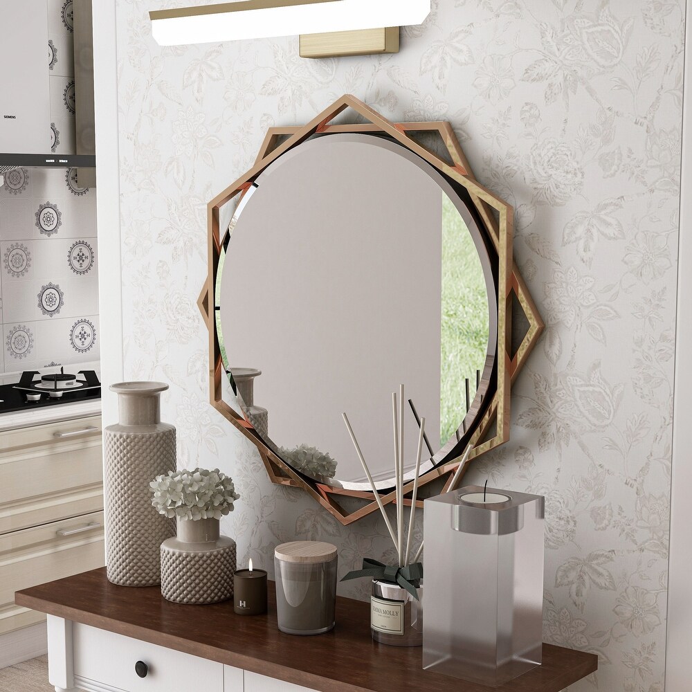 St Genies Contemporary Metal Beveled Wall Mirror by Carson Carrington