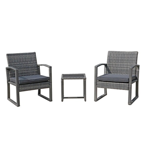 3pc. Outdoor Cushioned Wicker Chat Set