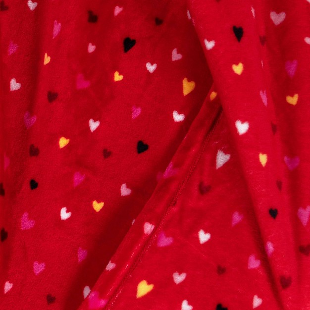 Ditsy Hearts Printed Plush Valentine x27 s Day Throw Blanket Red