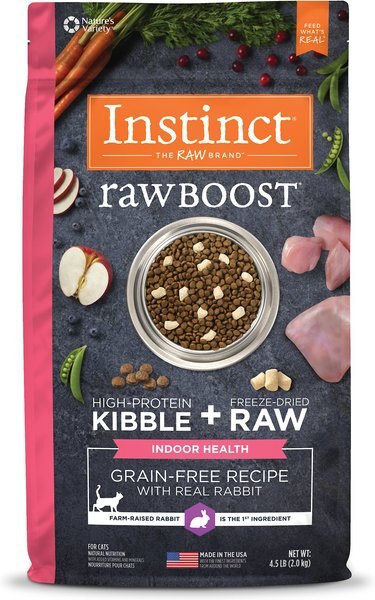 Instinct Raw Boost Indoor Grain-Free Recipe with Real Rabbit and Freeze-Dried Raw Coated Pieces Dry Cat Food