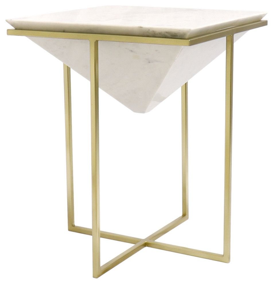 Pasargad Home Perama Marble and Stainless Steel Side Table   Contemporary   Side Tables And End Tables   by Pasargad Home  Houzz