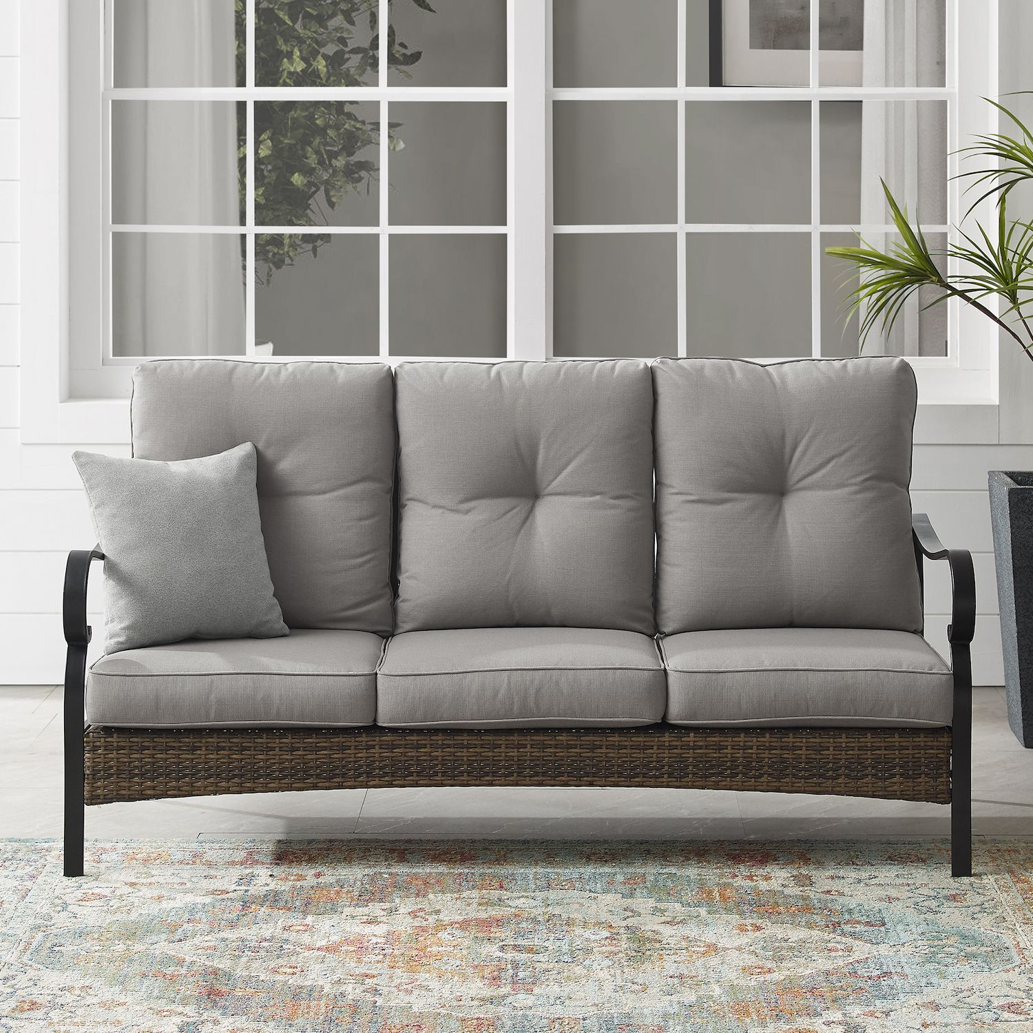 Crosley Dahlia Outdoor Metal and Wicker Sofa