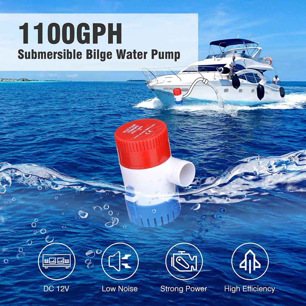 Yescom Marine Boat Electric Bilge Pump 1100Gph 12 Volt