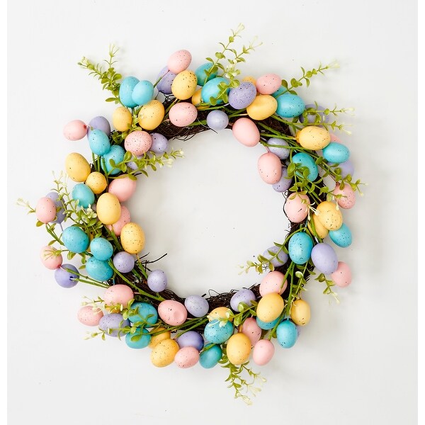 16 Easter Eggs Wreath on Natural Twig Base