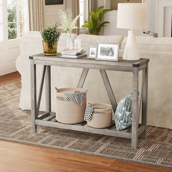 Pellebant 2-Tier A-frame Console Table Entry Table - 45.27 in L x 13.98 in W x 31.88 in H