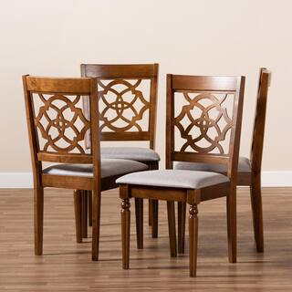 Baxton Studio Lylah Grey and Walnut Fabric Dining Chair (Set of 4) 167-9876-HD