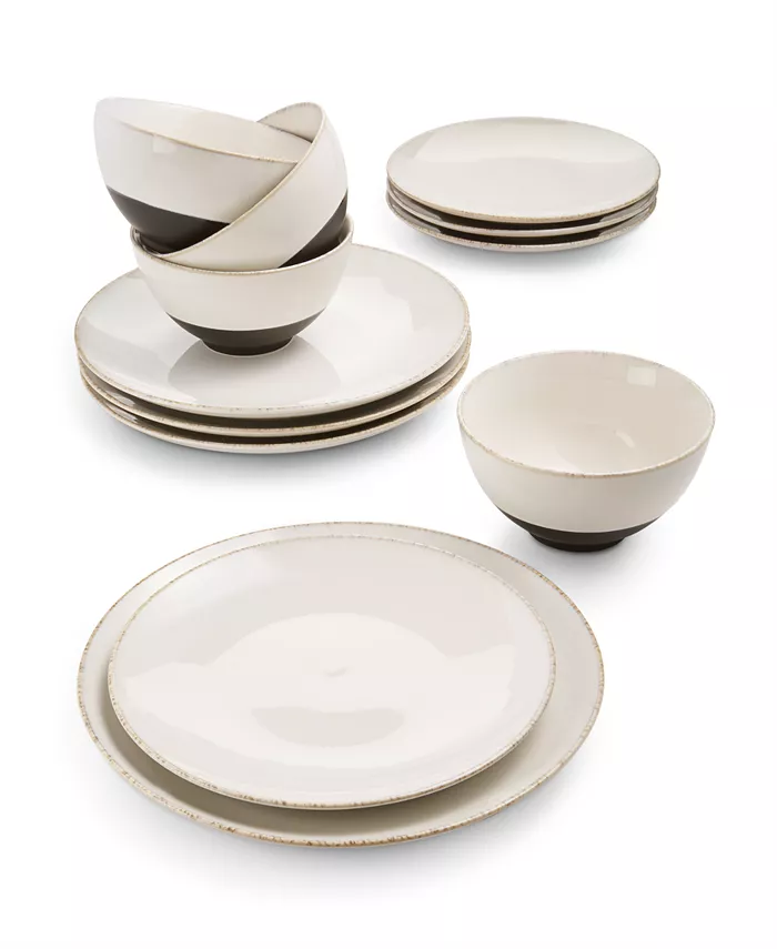 Oake Black and White 12 Pc. Dinnerware Set Service for 4