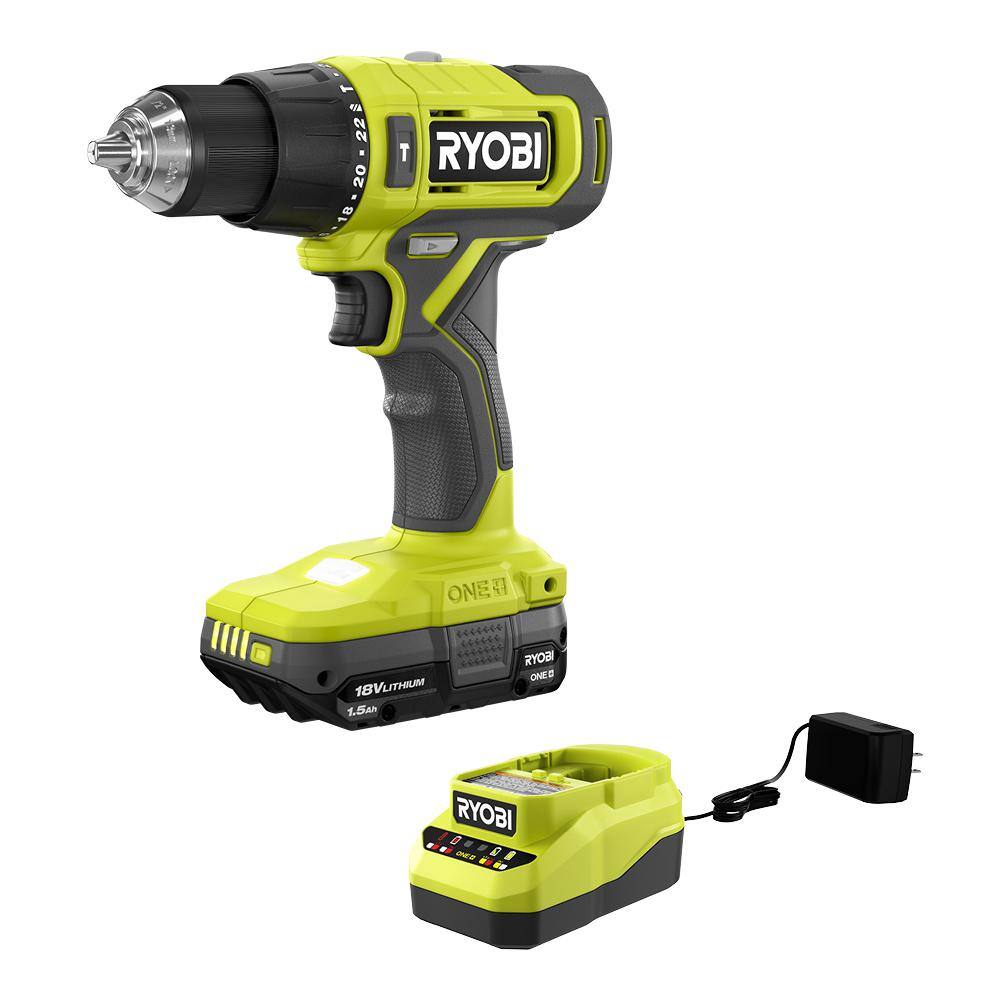 RYOBI ONE+ 18V Cordless 12 in. Hammer Drill Kit with 1.5 Ah Battery and Charger PCL220K1