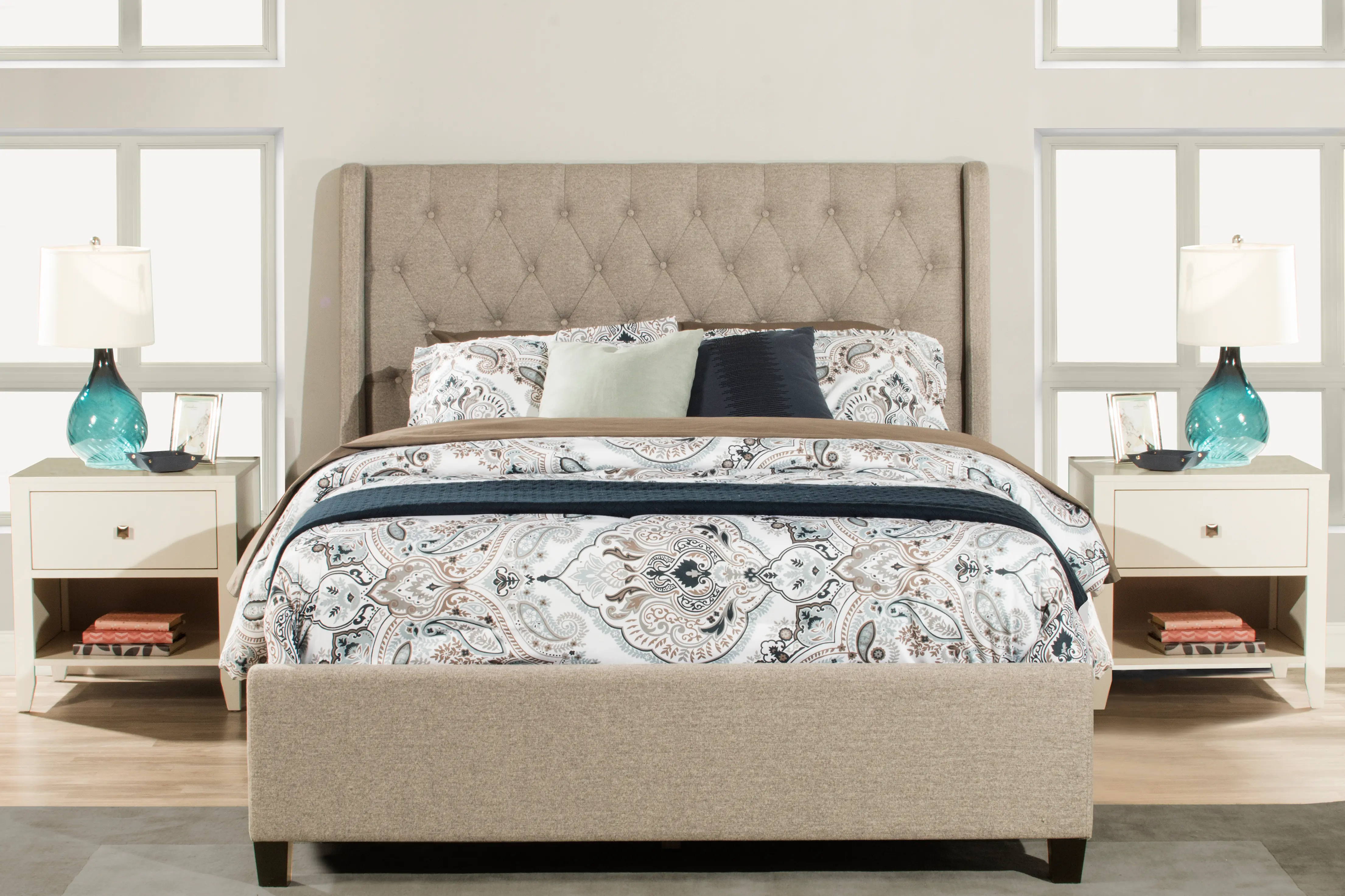 Churchill Beige Queen Upholstered Bed