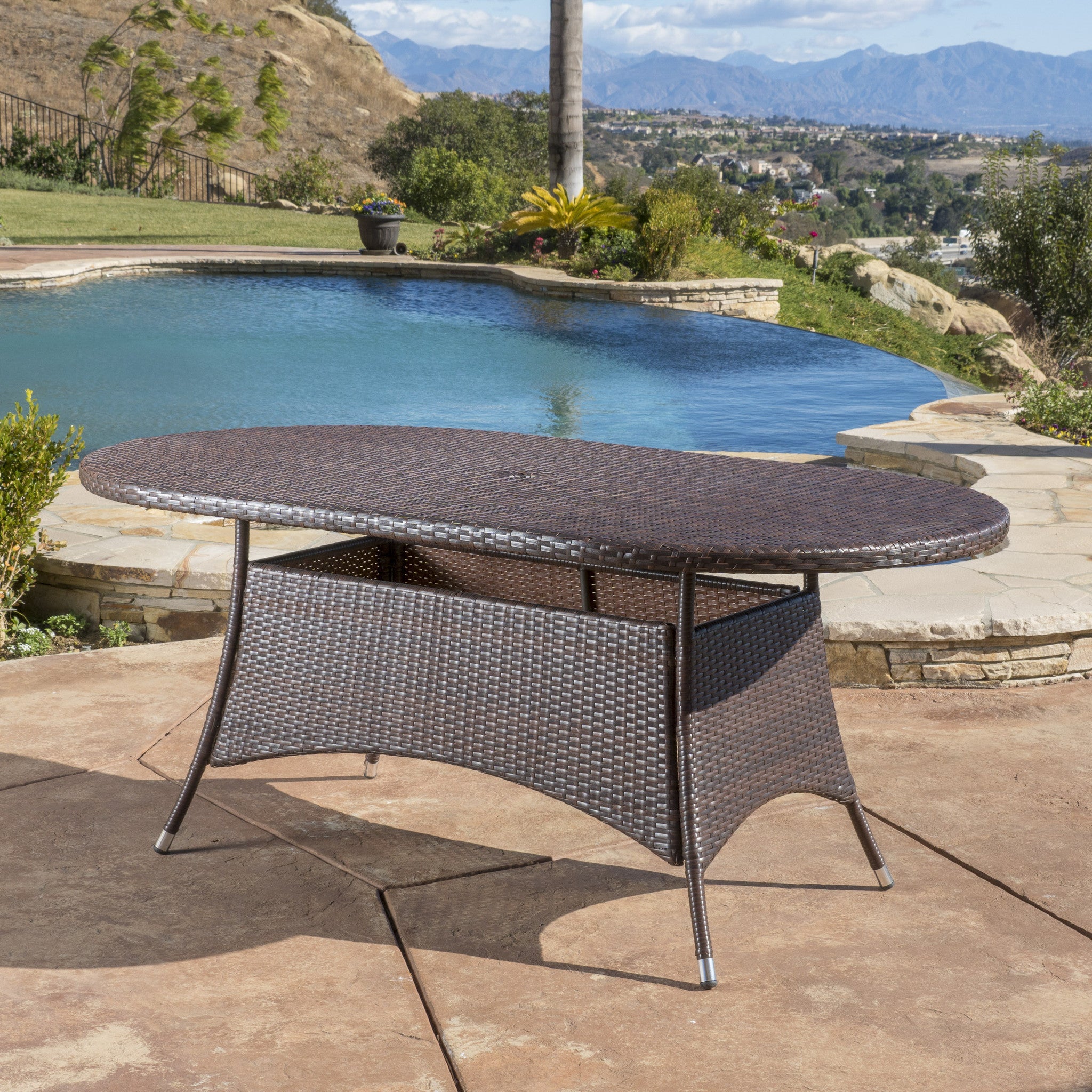 Bristle Multi Brown PE Oval Dining Table