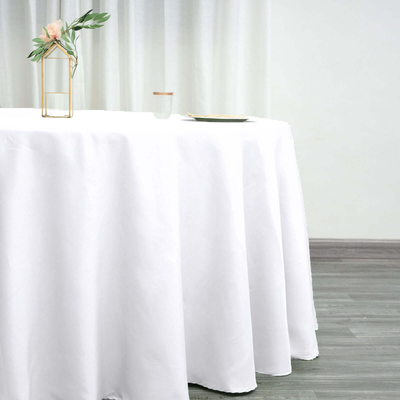 White Seamless Polyester Round Tablecloth 120