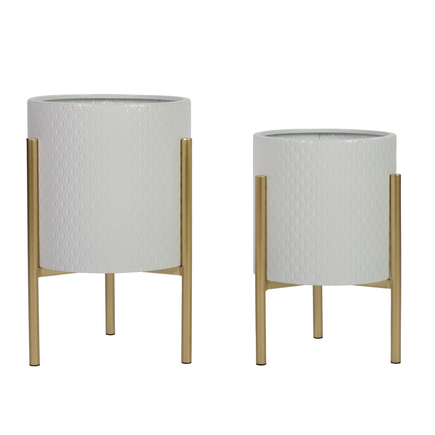 Gianna Modern White Planters (Set of 2)  Crowdfused