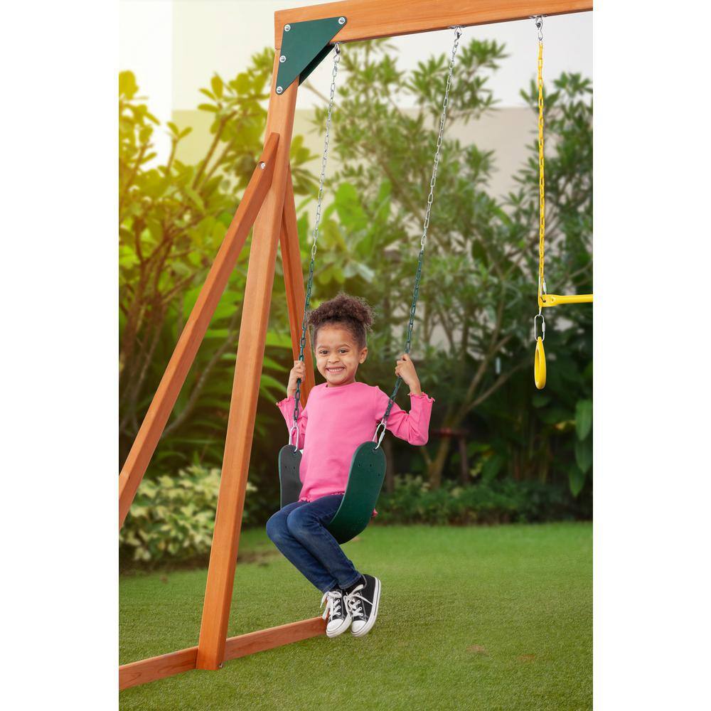 Creative Cedar Designs Trailside Complete Wood Swing Set with Multi-Color Playset Accessories 3800