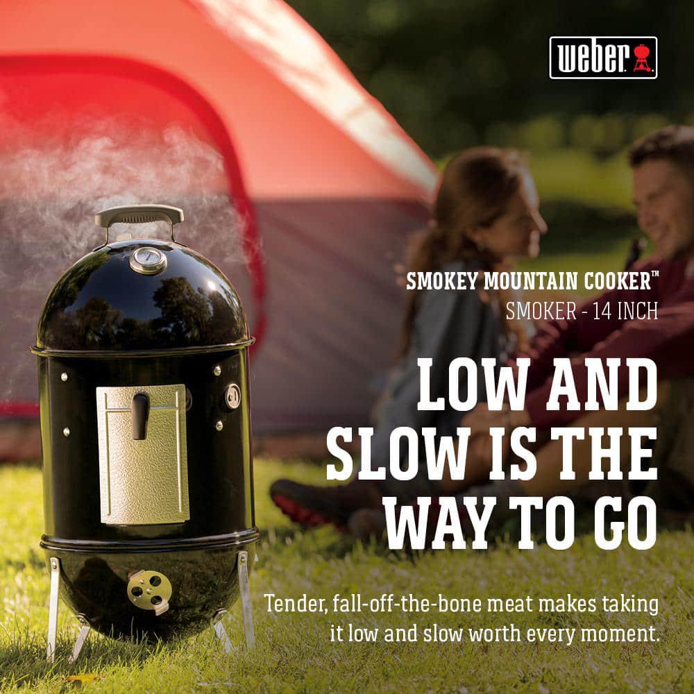 Weber 14 in Smokey Mountain Cooker Smoker in Black with Cover and BuiltIn Thermometer