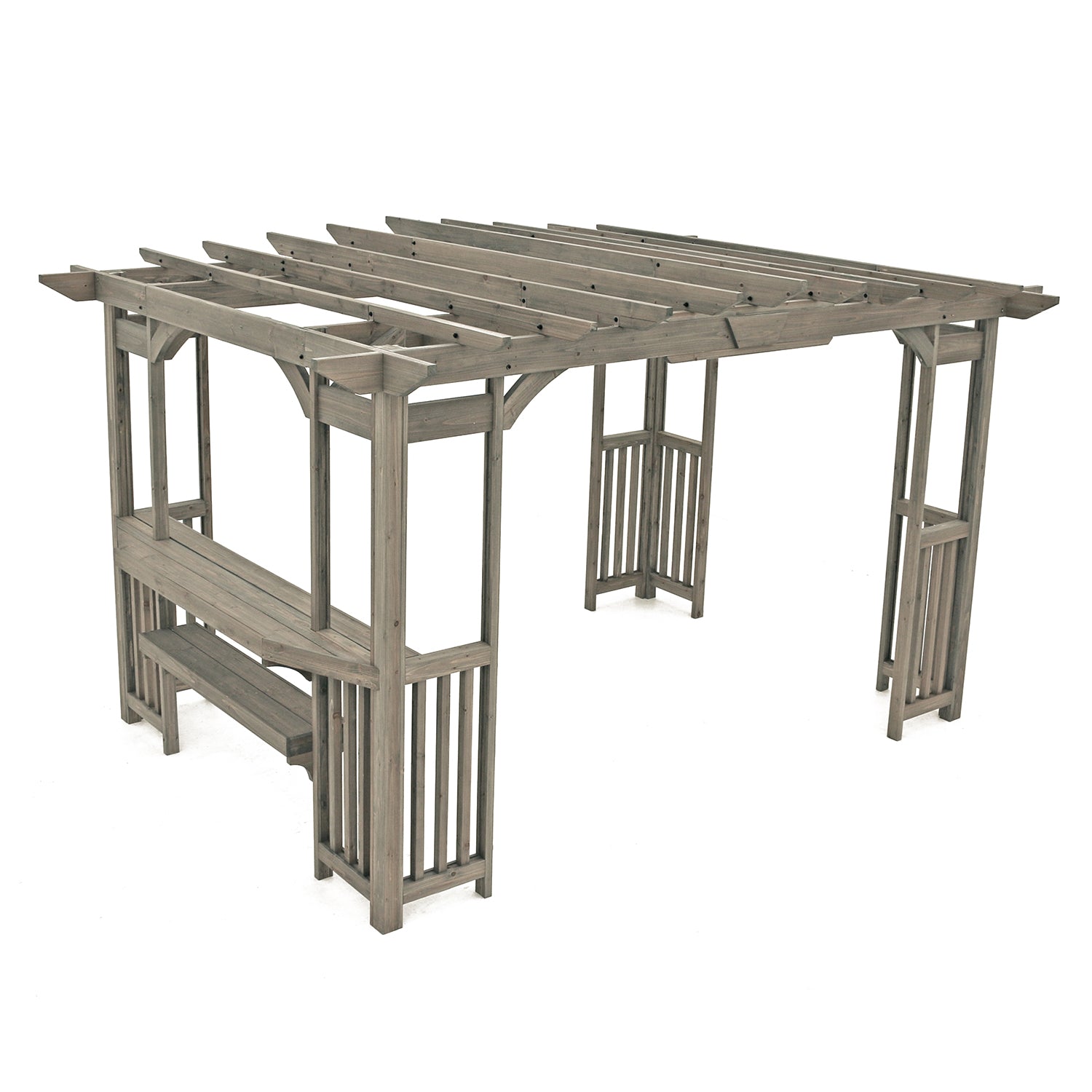 Yardistry YM11783 10 ft. x 14 ft. Madison Pergola with Bar and Sunshade, Grays