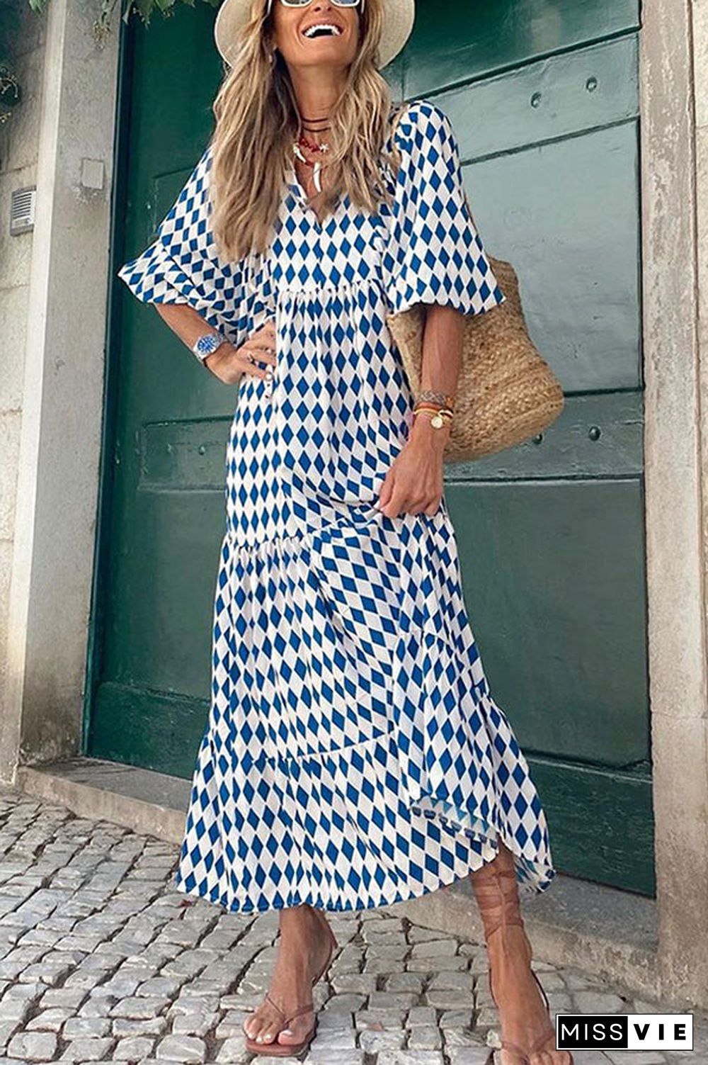 Fabulous Time Puff Sleeve Tiered Midi Dress