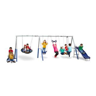 XDP Recreation Fun All Mighty Swing Set wSee Saw Super Disc Swings  Slide XDP-96668G