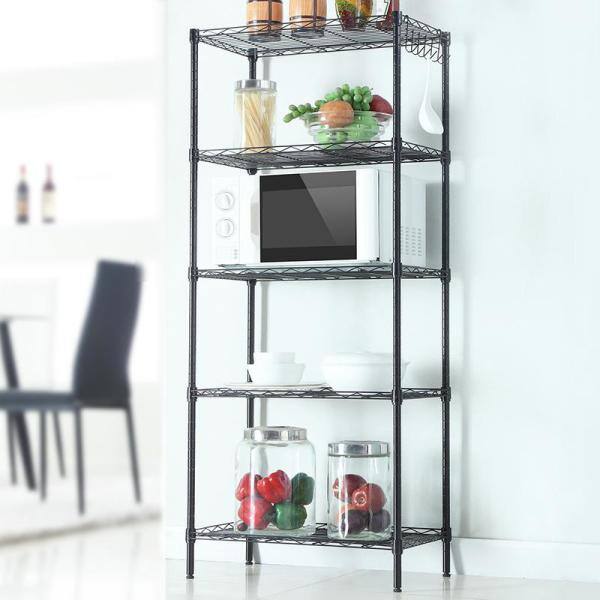 Karl home Black 5-Tier Heavy Duty Steel Freestanding Garage Storage Shelving Unit (11.42 in. W x 59 in. H x 21.3 in. D) 302992573310