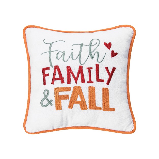 X 10 quot Faith Family And Fall Embroidered Throw Pillow