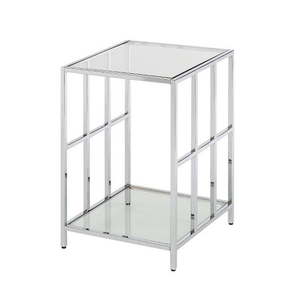 Mission Glass End Table Chrome Breighton Home