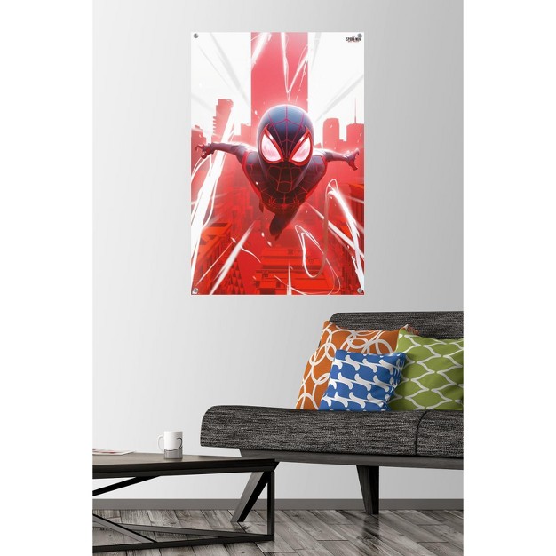 Trends International Marvel x27 s Spider man Miles Morales Falling Unframed Wall Poster Prints