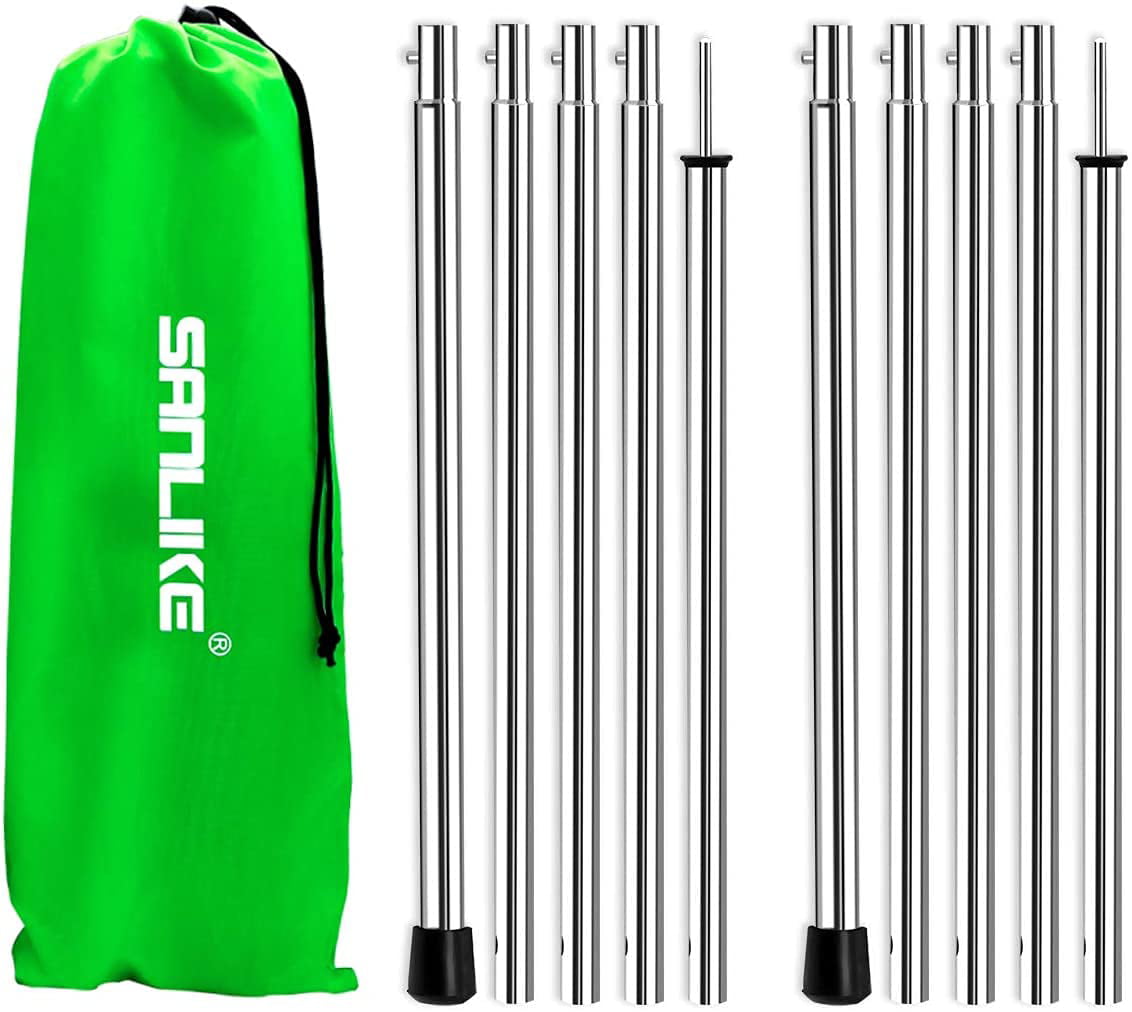 SAN LIKE Telescoping Tarp Poles Adjustable Tent Poles for Tarp Canopy Poles for Camping Canopy Awning Shelter Backpacking Hiking - (Adjustable Length - Steel Increase Thinckness)