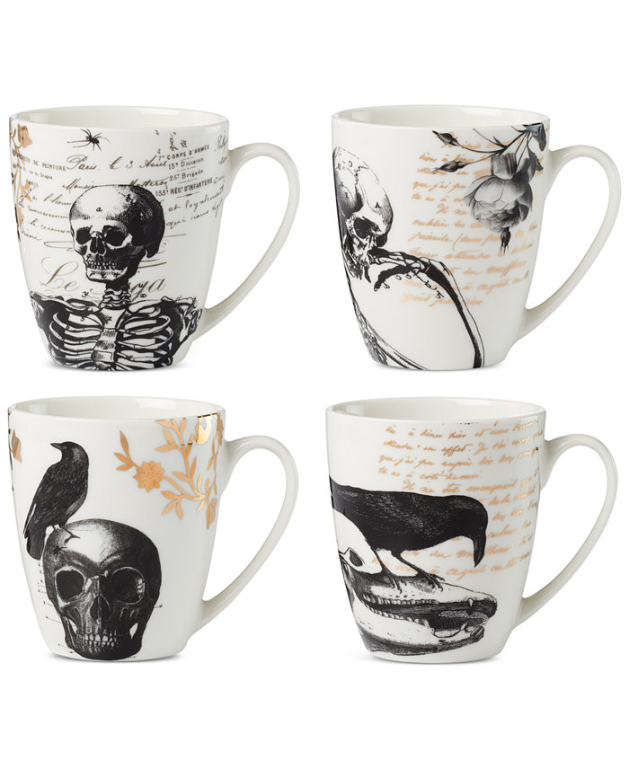 Lenox Vintage Gold Halloween Mugs Set of 4