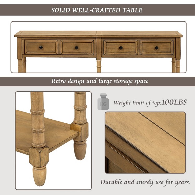 Console Table With Two Storage Drawers And Bottom Shelf modernluxe