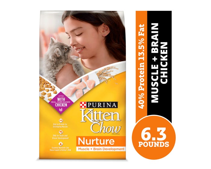 Purina Kitten Chow Nurture Muscle + Brain Development Dry Kitten Food， 6.3 lb. Bag