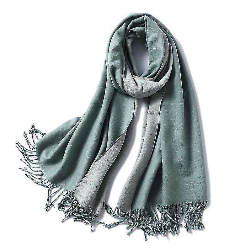 Winter Scarf For Women And Men， Double Colors Thick Shawl Wrap With Tassel， Unisex Long Large Warm Soft Scarf1pcsgreen