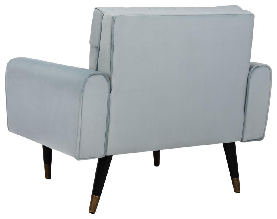 Amaris Tufted Accent Chair  Slate Blue/Black/Brass   Midcentury   Armchairs And Accent Chairs   by BisonOffice  Houzz