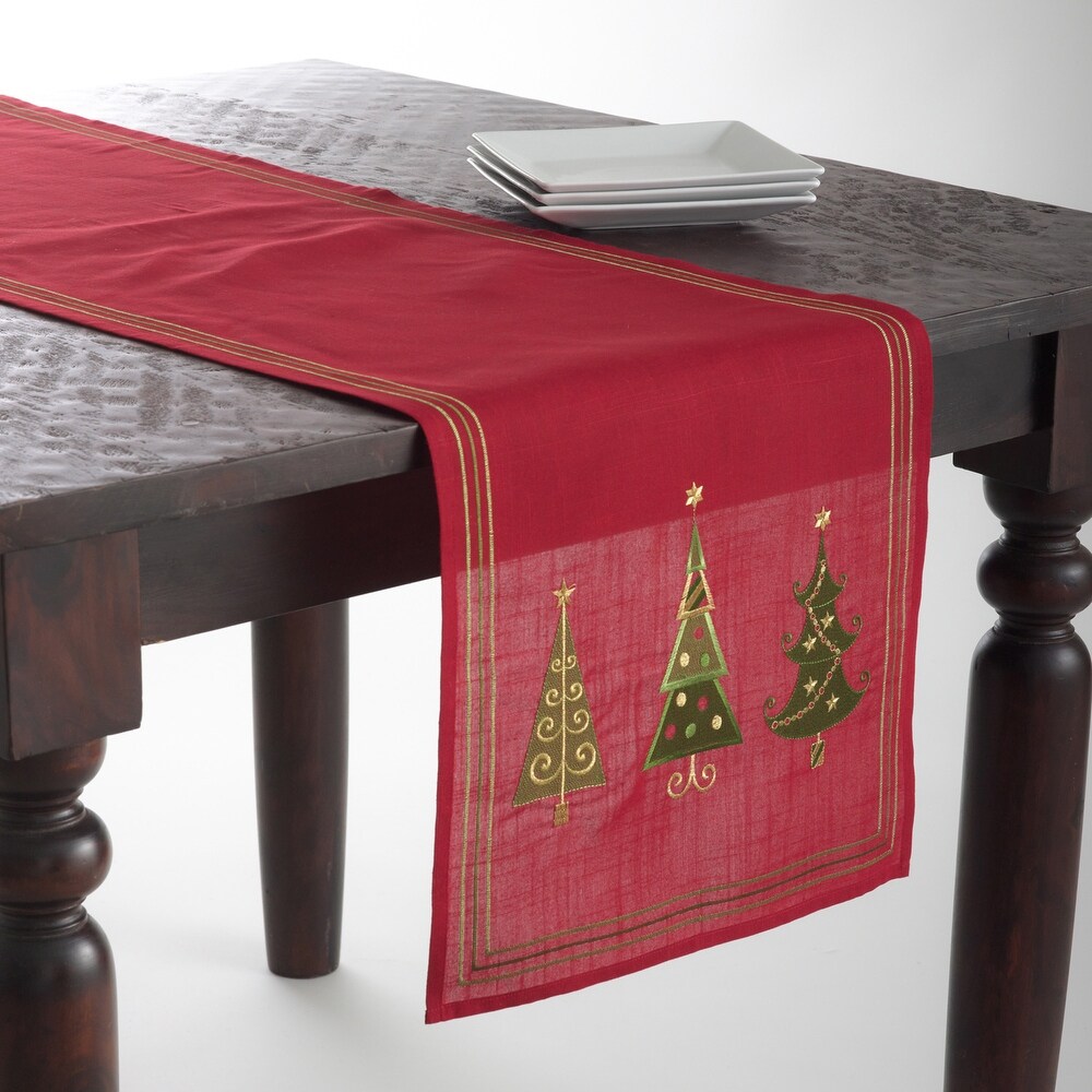 Table Runner with Embroidered Christmas Tree