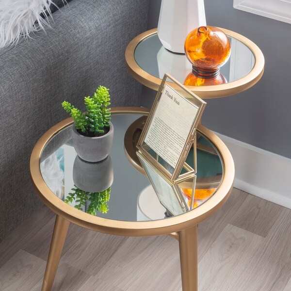 Channing 2-Tier Gold Mirrored Side Table