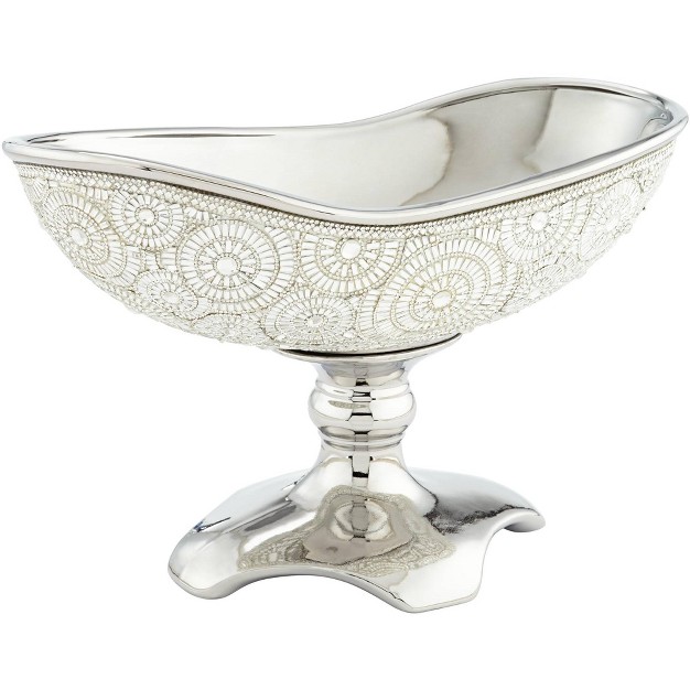 Dahlia Studios Circle Bling Silver Plating Ceramic Fruit Bowl