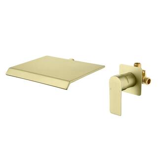 Satico Single Handle Wall Mounted Spout Waterfall Bathroom Faucet in Brushed Gold BF014203DA