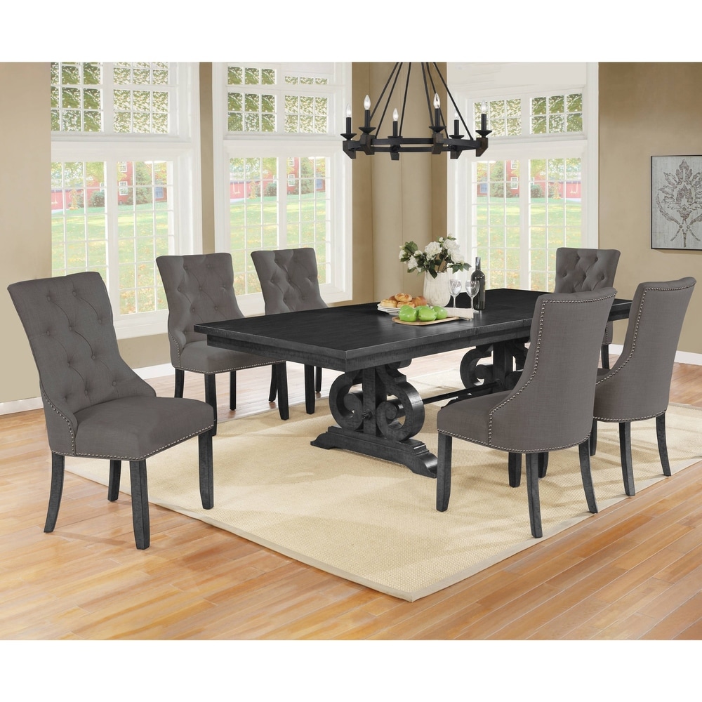 Best Quality Furniture 9pc or 7pc Dining Extension Sets Tufted Chairs