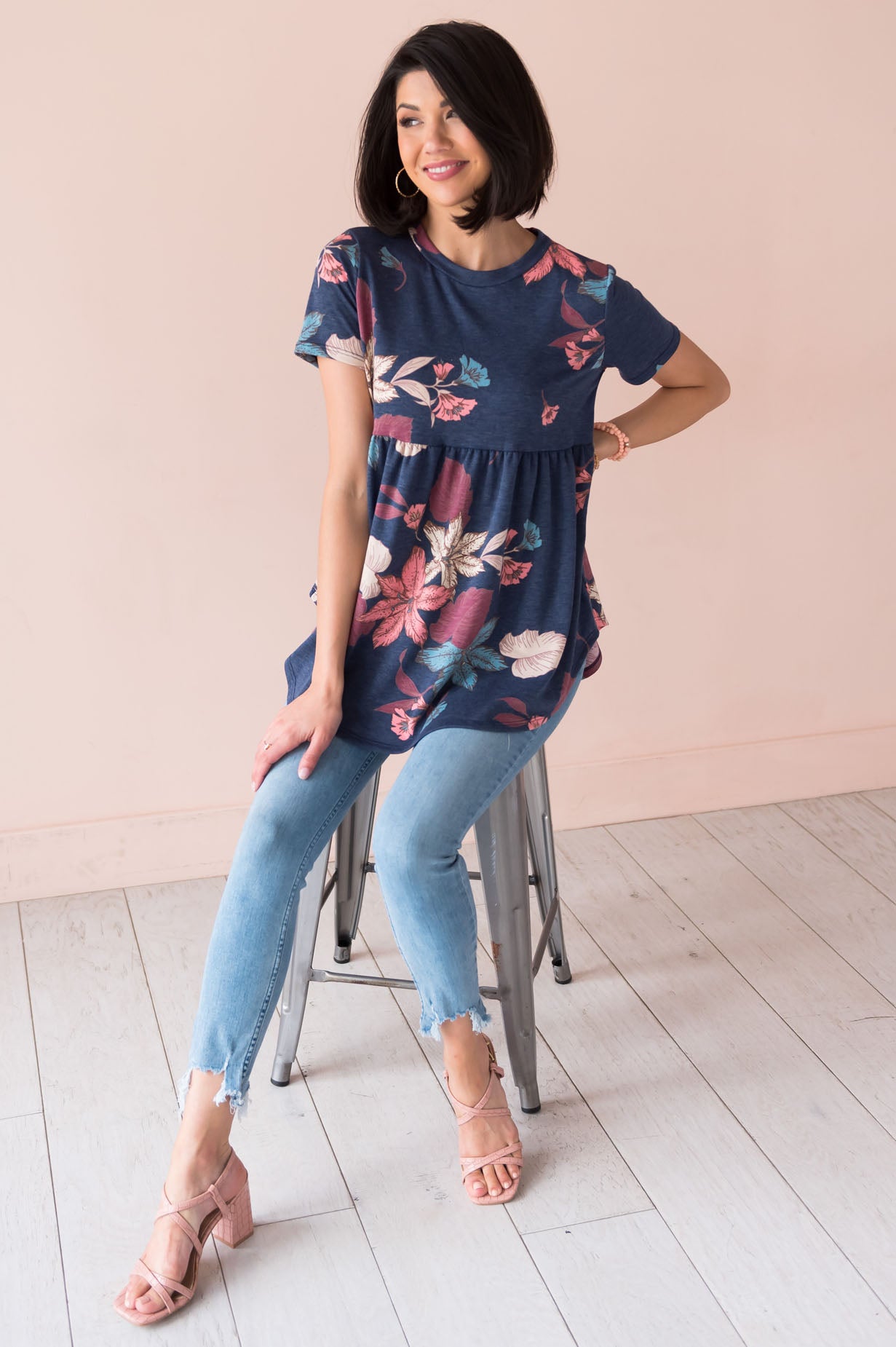 Breezy Floral Modest Babydoll Top